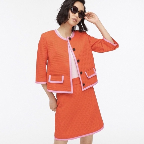 J. Crew Jackets & Blazers - J. Crew Vibrant Orange Jacket with Pink Accents